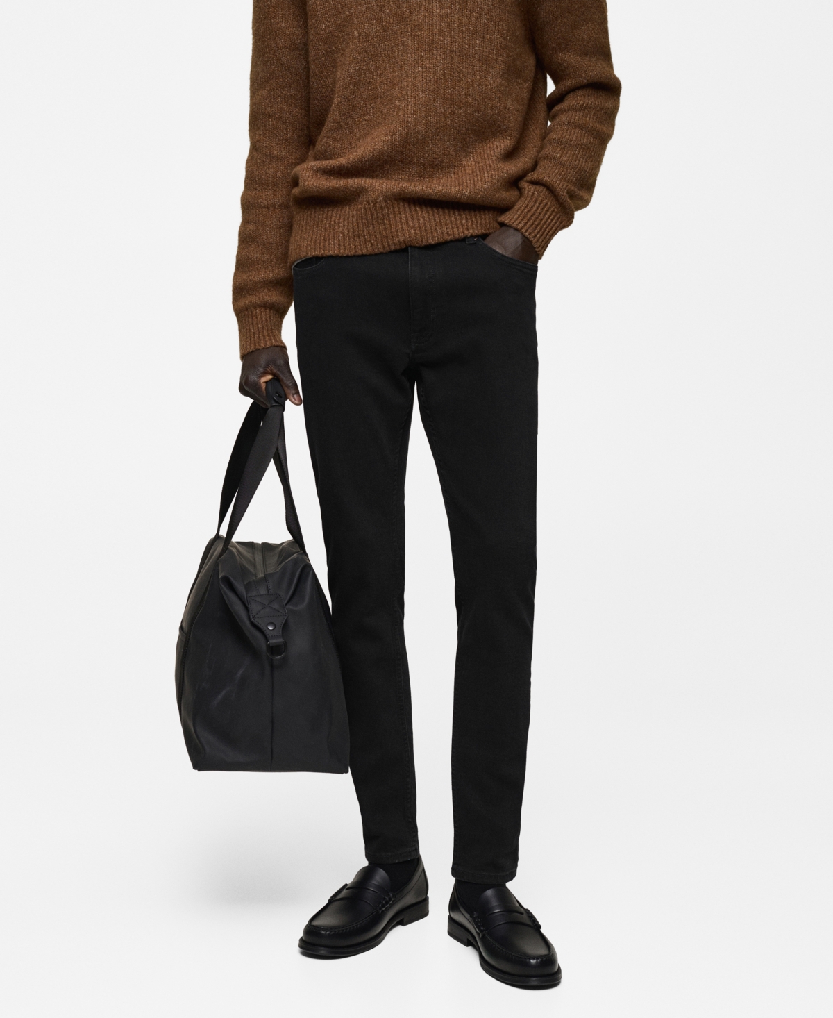 Mango Bob Regular Fit Jeans In Black Denim