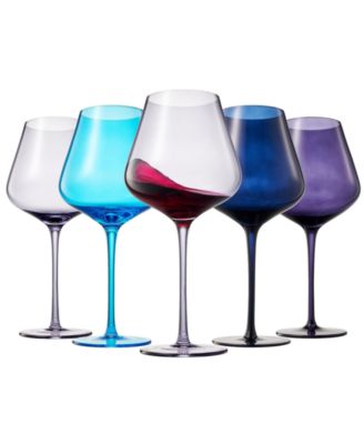 Colors of Santorini Greece Wine Glasses, Set of 5