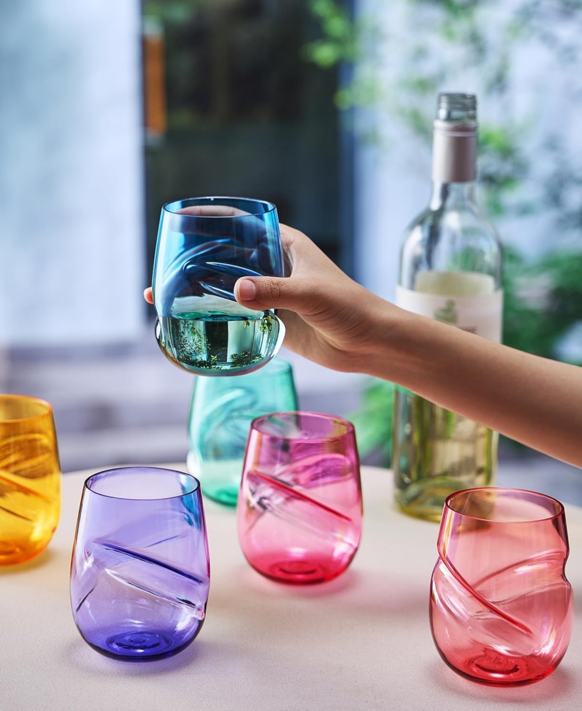 The Wine Savant Khen Tritan Unbreakable Aerating Stemless Wine Glasses, Set Of 6 In Multicolor