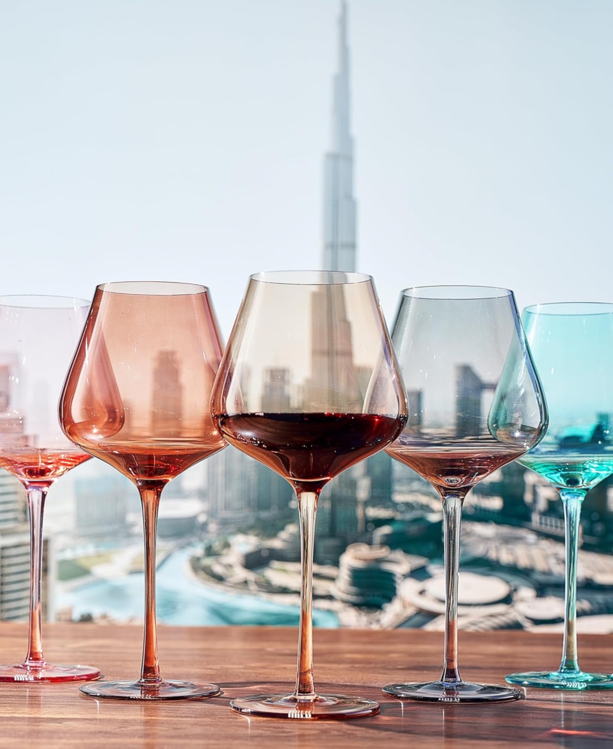 The Wine Savant Colors Of Dubai Wine Glasses, Set Of 5 In Multicolor