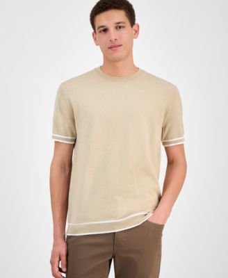 Men's Refined Short Sleeve Textured Sweater, Exclusively at Macy's
