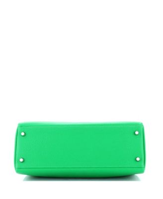 Kelly 32 Handbag Green Clemence with Palladium Hardware