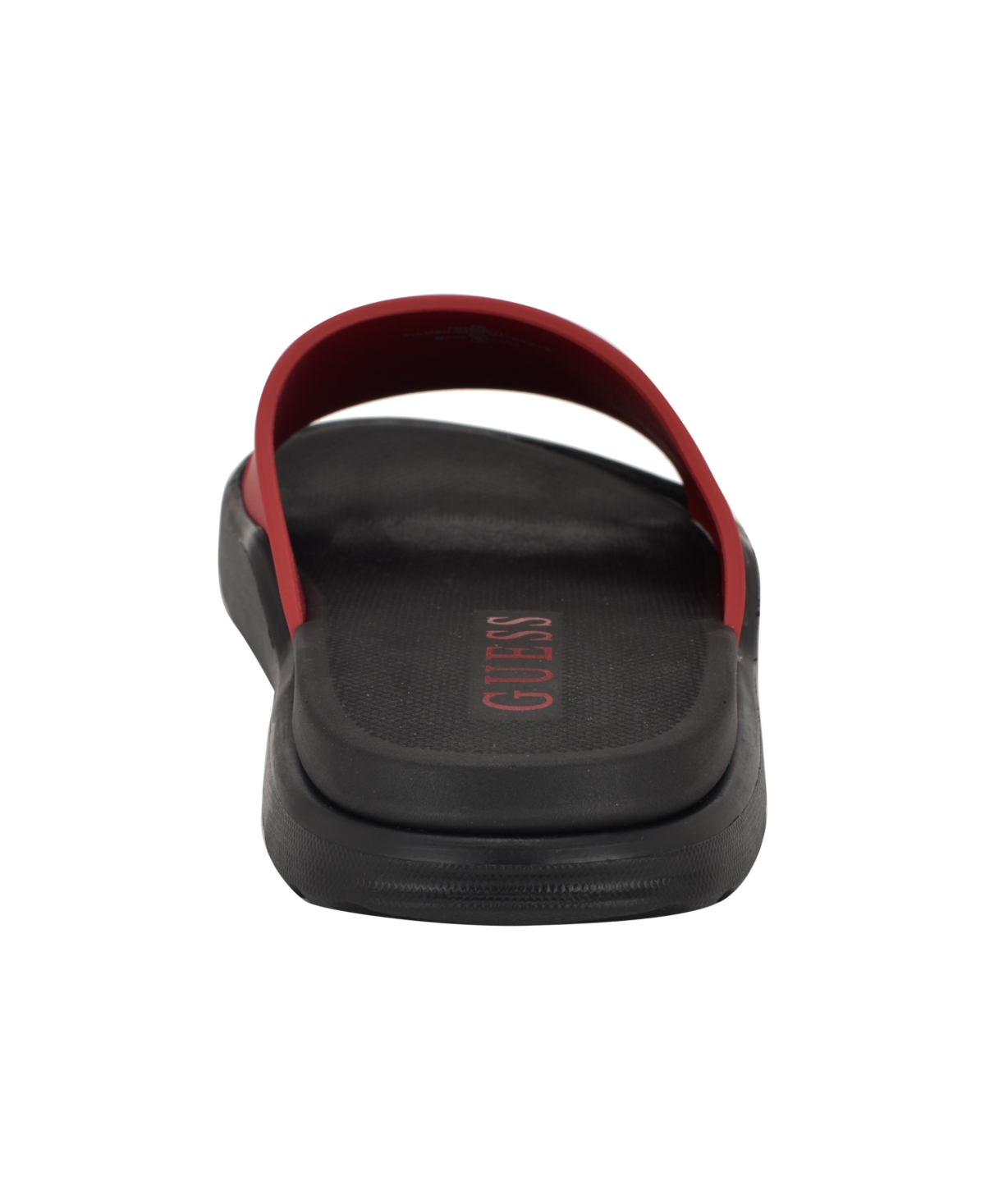 Guess Men's Marith Branded Elevated Pool Slides In Red,black