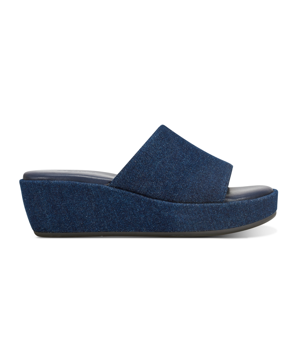 Shop Rockport Women's Aubriella Slide Slip-on Wedge Sandals In Dark Blue Denim