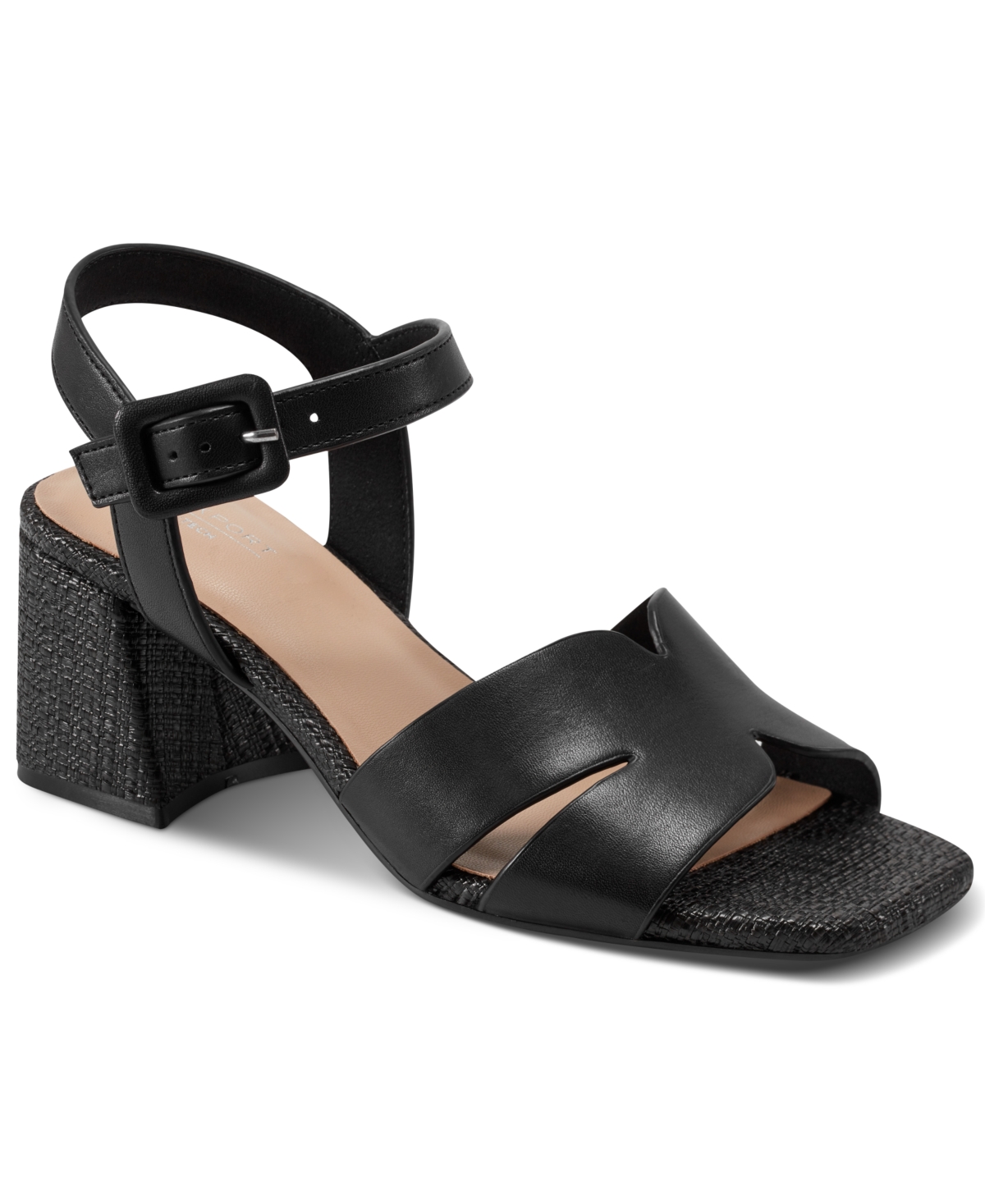 Shop Rockport Women's Georje Open Toe Dress Sandals In Black Leather