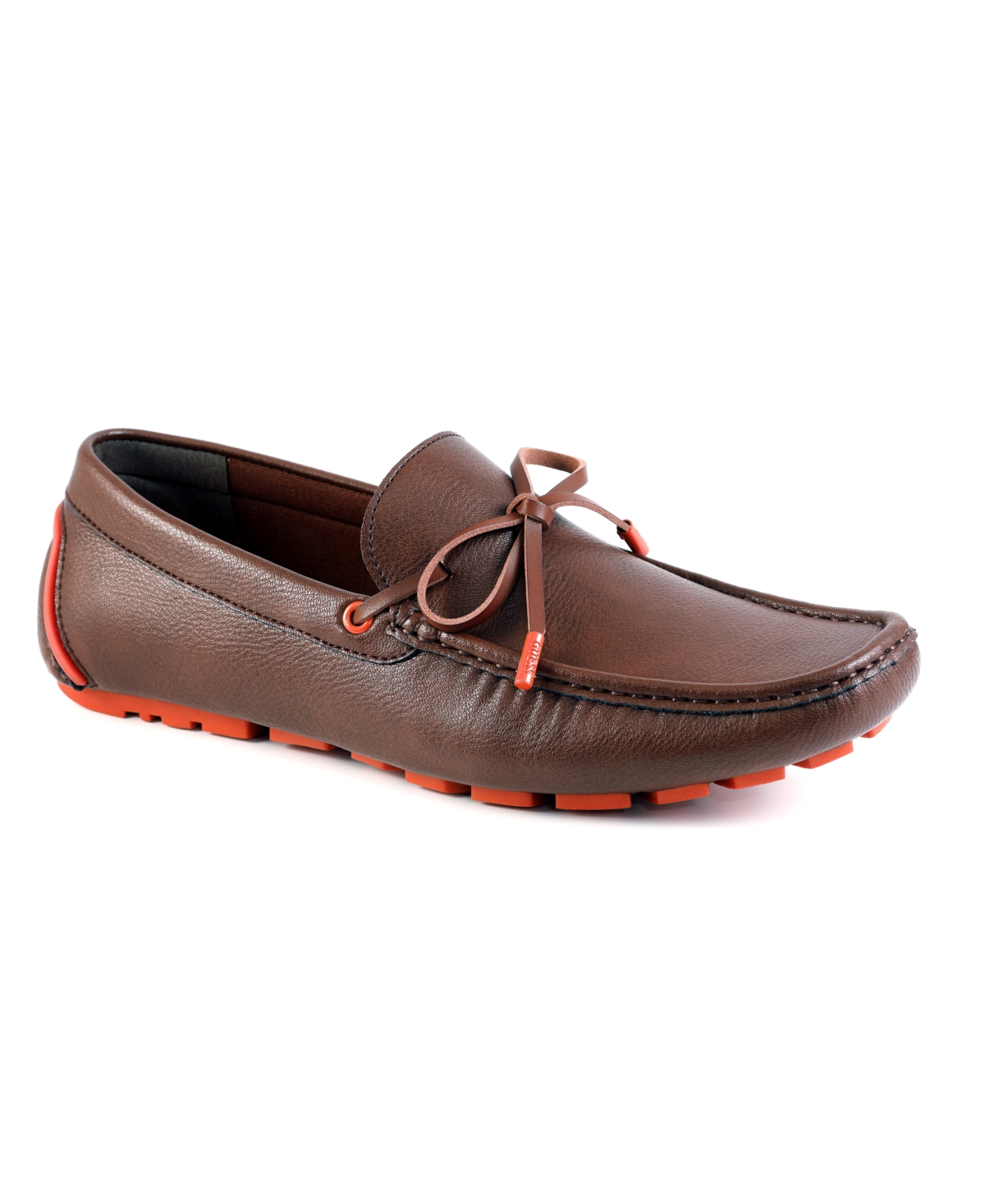 Men's Almer Bow Detailed Driving Loafers - Dark brown, Orange
