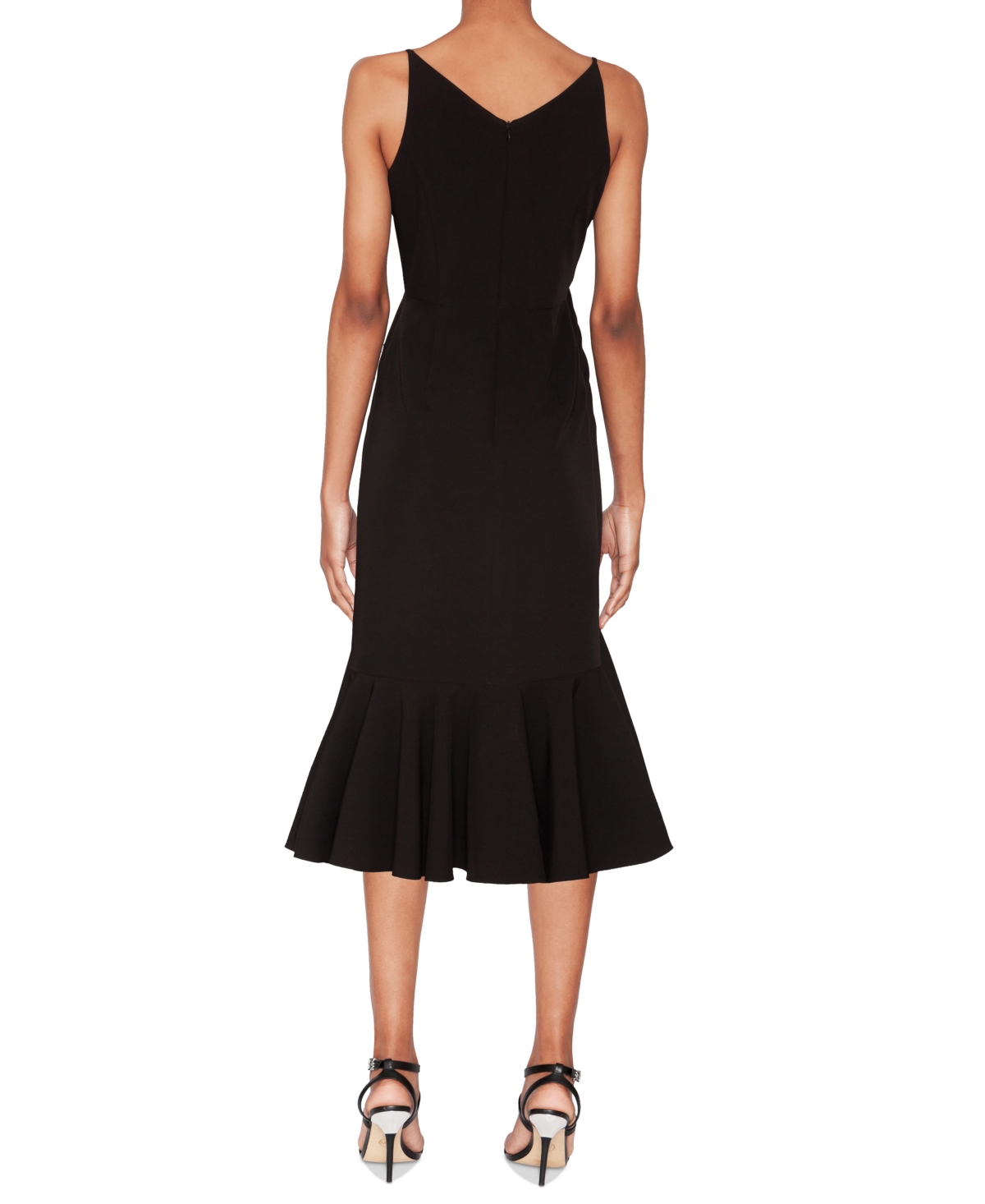 WHITE TIE BY SHANI SHANI WOMEN'S LASER CUT FLOUNCE-HEM MIDI DRESS 