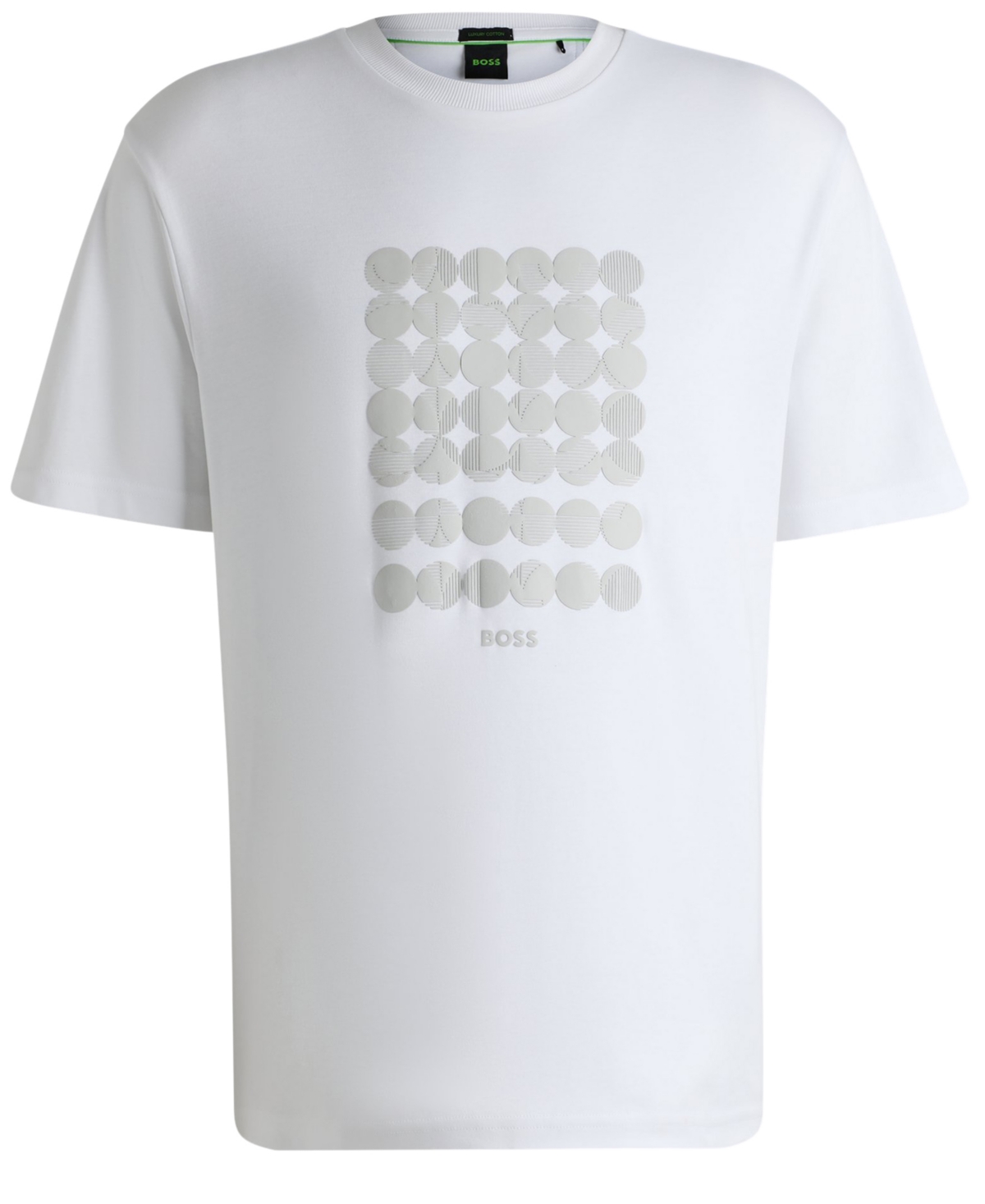 Hugo Boss Tee Mens Interlock-cotton T-shirt With Circle Artwork In White
