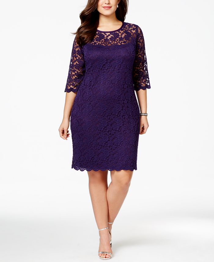 connected plus size sequined lace gown