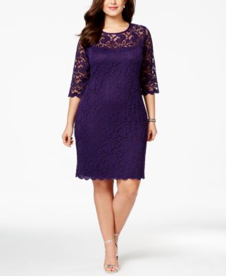 Connected Plus Size Illusion Lace Dress - Macy's