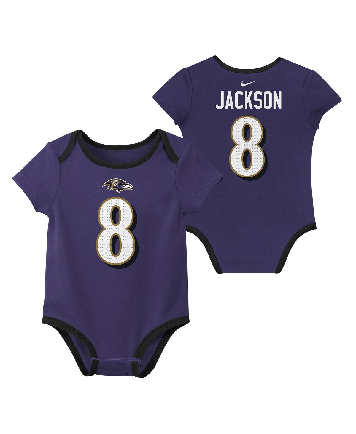 Nike Baby Boys And Girls Lamar Jackson Baltimore Ravens Name Number 3-pack Bodysuit Set In Purple