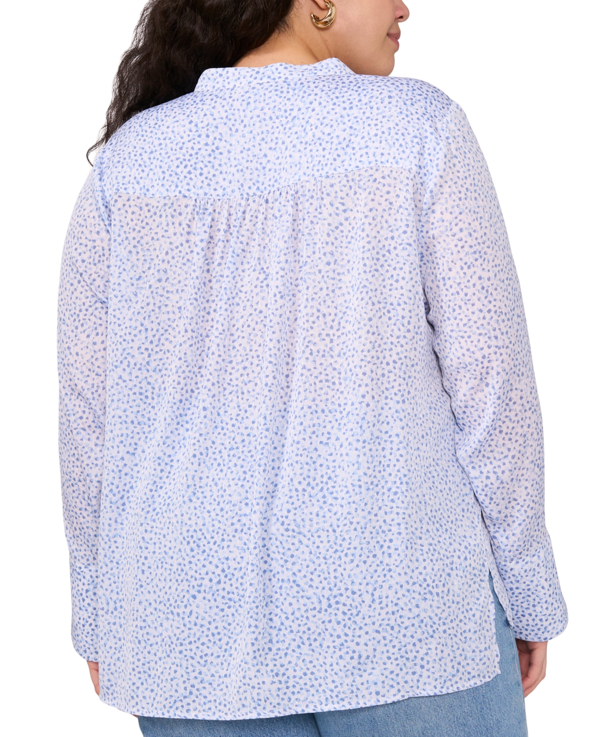VINCE CAMUTO PLUS SIZE SPLIT-NECK LONG-SLEEVE BLOUSE 