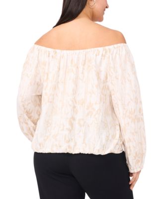 Plus Size Off-The-Shoulder Tie-Hem Blouse