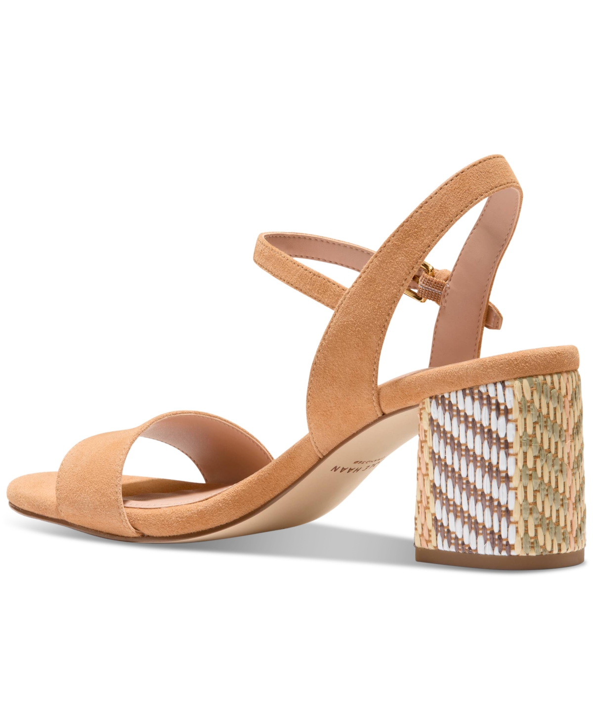 Cole Haan Women's Josie Block-heel Sandals In Striped Raffia,biscuit Leather