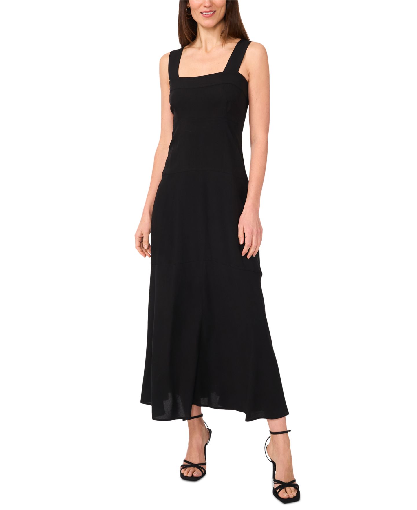 Женское платье Vince Camuto Challis Square-Neck Smocked-Back Sleeveless Maxi, цвет: Насыщенный чёрный — фото 2