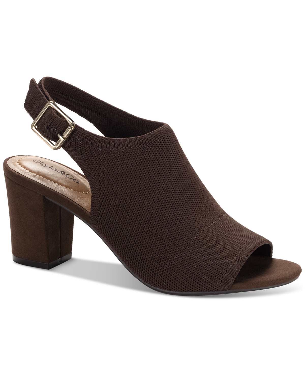 Women's Peyyton Slingback Knit Dress Shooties, Exclusively at Macy's - Chocolate