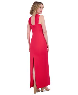 Women's Twisted Halter Sleeveless Satin Gown