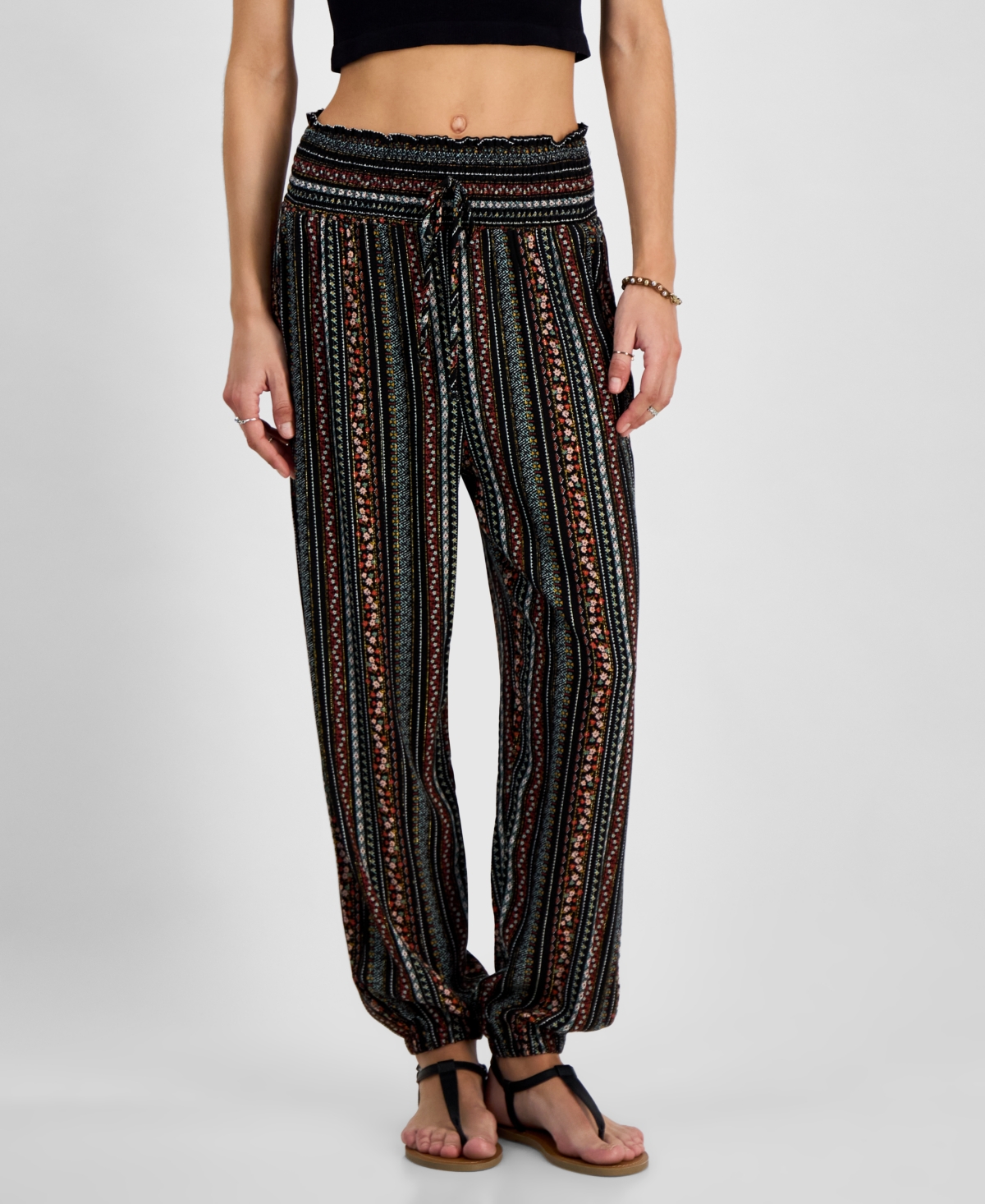 KINGSTON GREY JUNIORS' SMOCKED-WAIST JOGGERS PANTS 