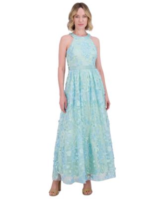 Eliza J - Petite 3D Floral Appliqu&eacute; Halter Gown
