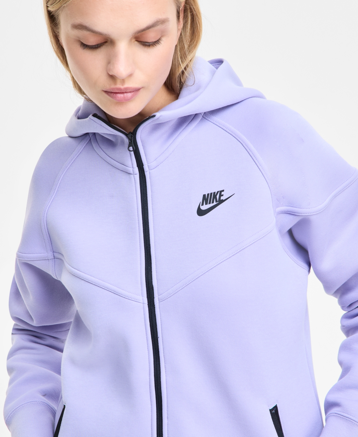 Nike Women's  Sportswear Tech Fleece Windrunner Full-zip Hoodie (plus Size) In Lilac Ice,black