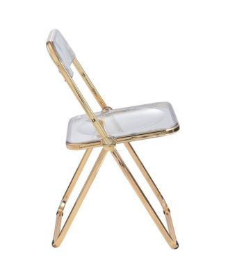 Lawrence Acrylic Folding Chair With Gold Metal Frame