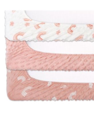 Changing Pad Cover for Baby Girls, Rainbow Floral Plush Minky