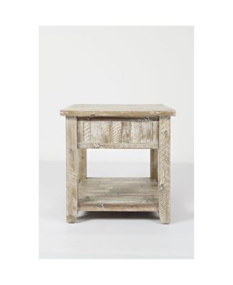 Artisan's Craft Rustic Farmhouse Distressed Solid Wood End Table, Washed Grey