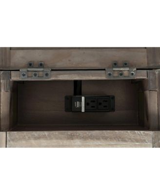 Rustic Shores Distressed Acacia USB Charging Chairside End Table