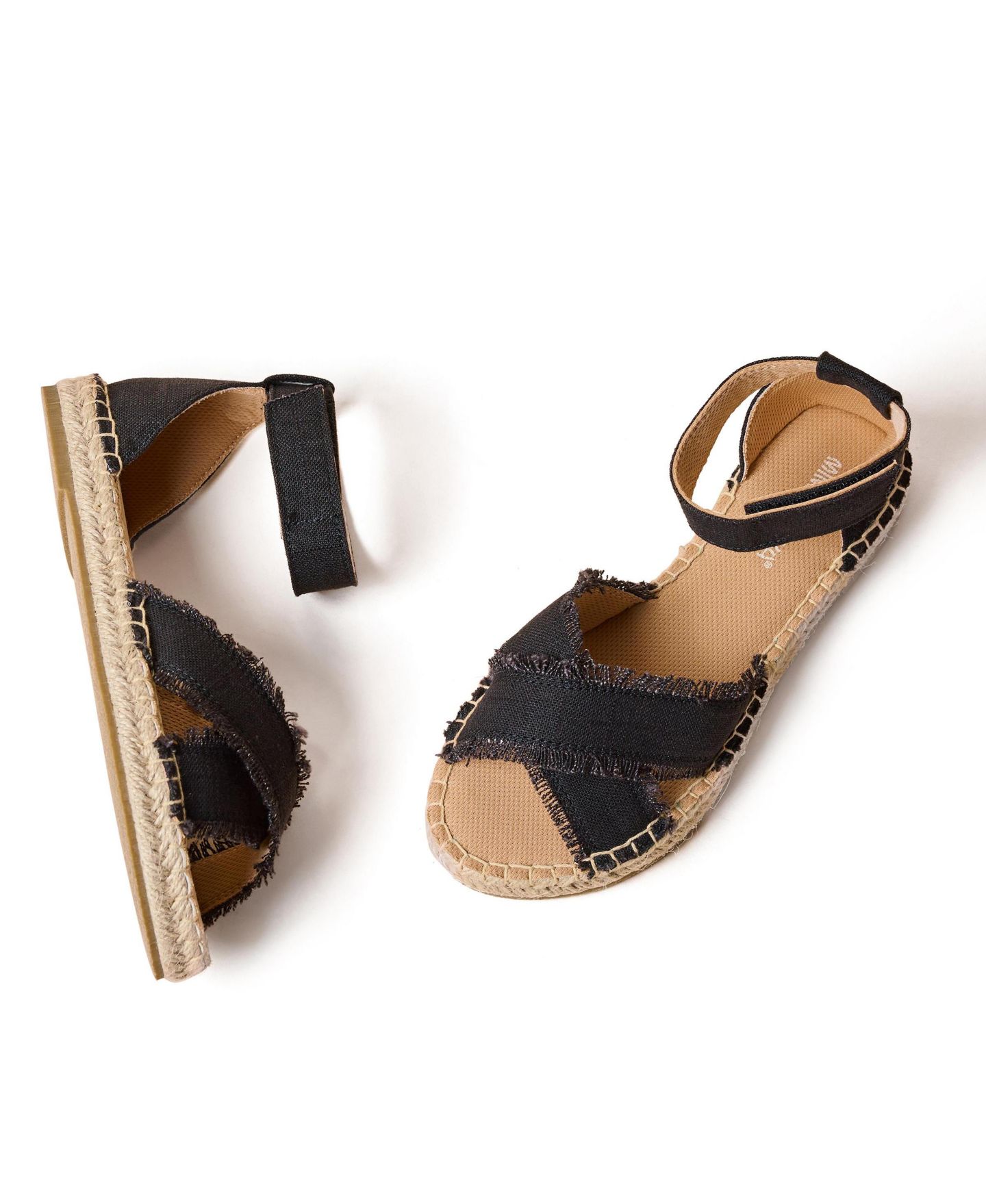 Женские сандалии Minnetonka Pemma Ankle Strap Espadrille, цвет: Чёрный льняной — фото 5
