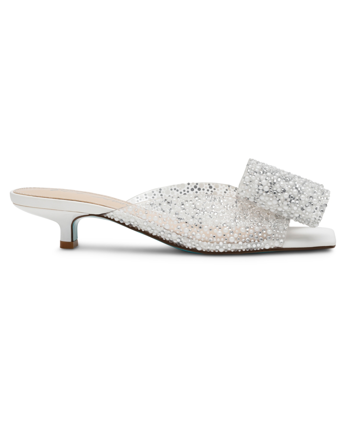 Shop Betsey Johnson Babe Lucite Kitten Heel Mules In Cultivated Pearl Multi
