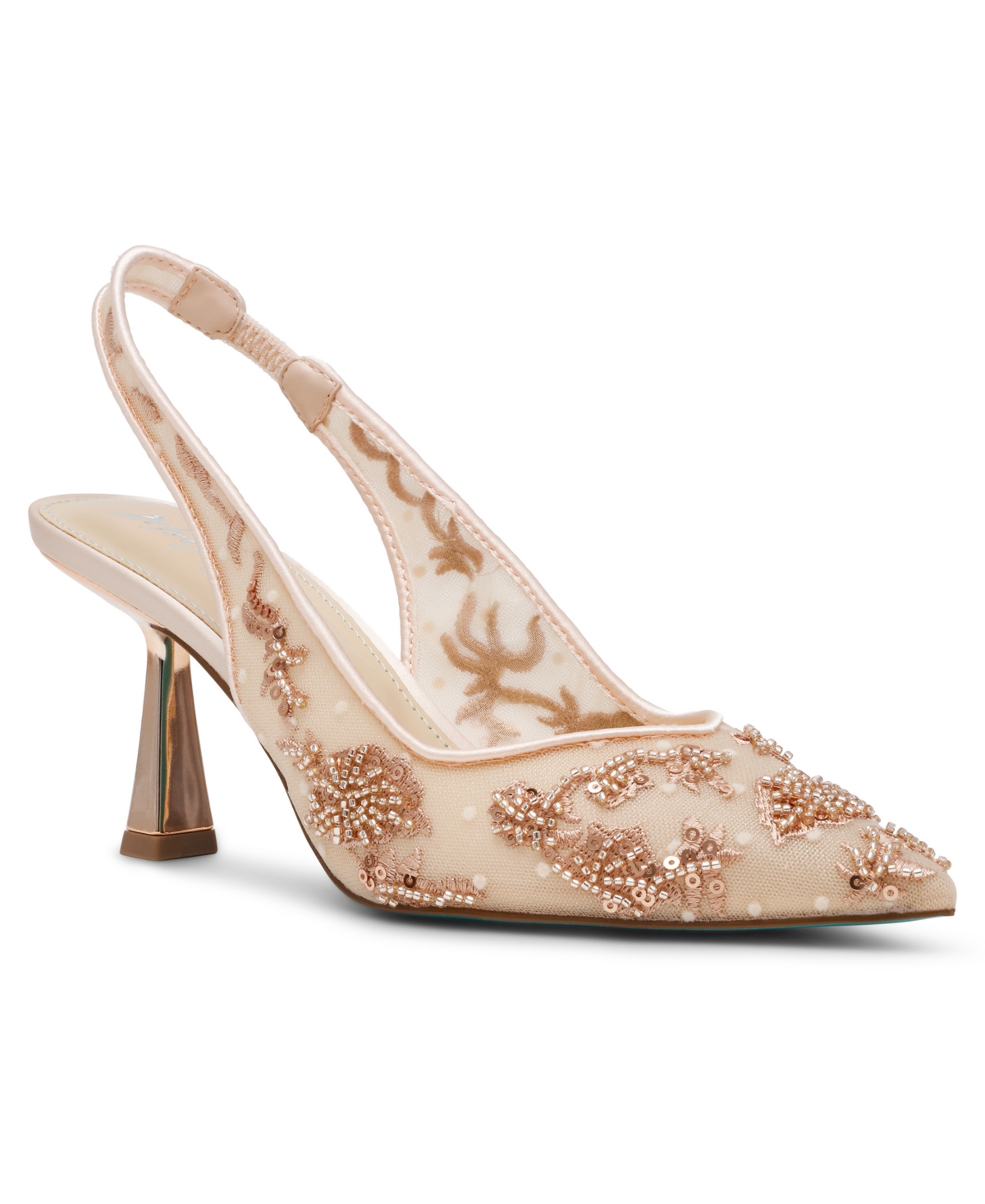 Nikki Embroidered Slingback Evening Pumps - Blush
