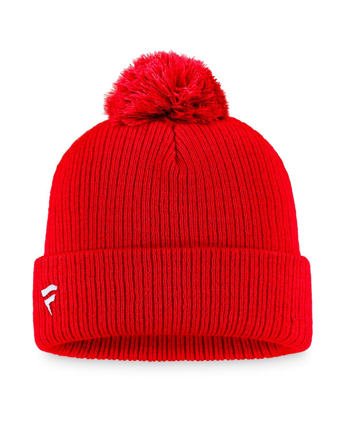 Fanatics Men's Red Detroit Red Wings Core Primary Logo Cuffed Knit Hat With Pom In Red