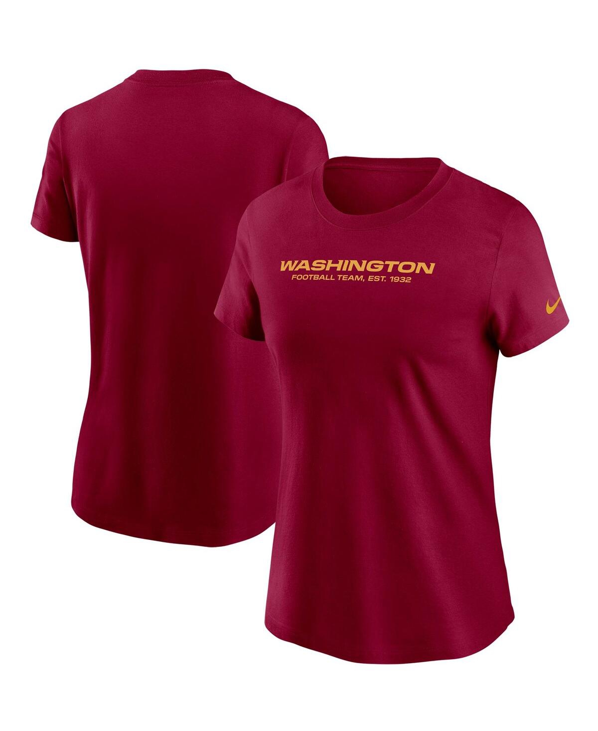 Nike Women's Burgundy Washington Football Team Logo Essential T-shirt In Burgundy