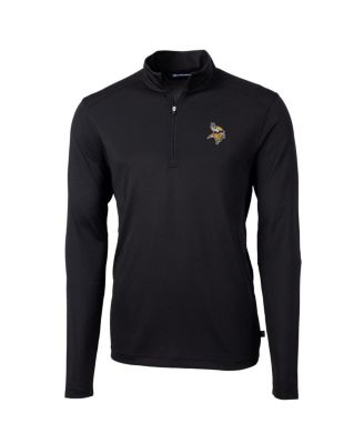 Cutter & Buck - Men's Black Minnesota Vikings Virtue Eco Pique Quarter-Zip Pullover Jacket