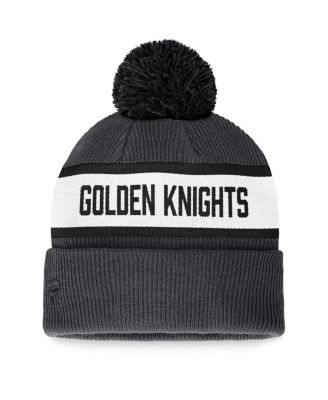 Men's Charcoal Vegas Golden Knights Fundamental Wordmark Cuffed Knit Hat with Pom