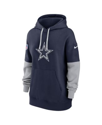 Women's Navy Dallas Cowboys 2024 Sideline Essential Fleece Pullover Hoodie