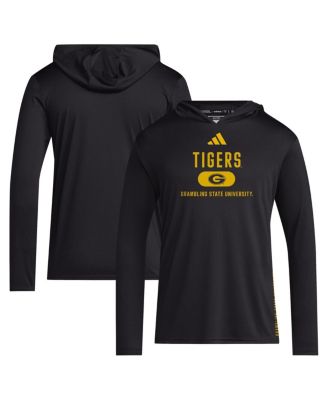 adidas - Men's Black Grambling Tigers 2024 Sideline Hooded Long Sleeve T-Shirt