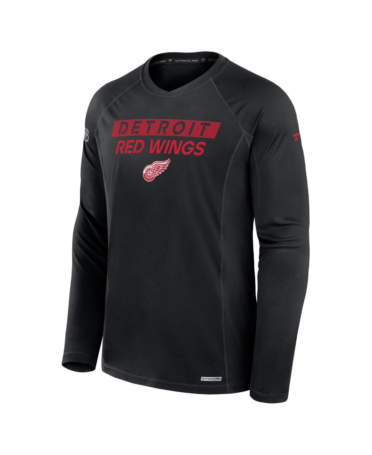Fanatics Men's Black Detroit Red Wings Authentic Pro Rink Tech Long Sleeve T-shirt In Black