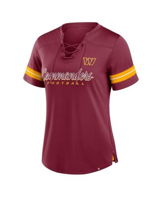 Women's Burgundy Washington Commanders Play Script Lace-Up T-Shirt
