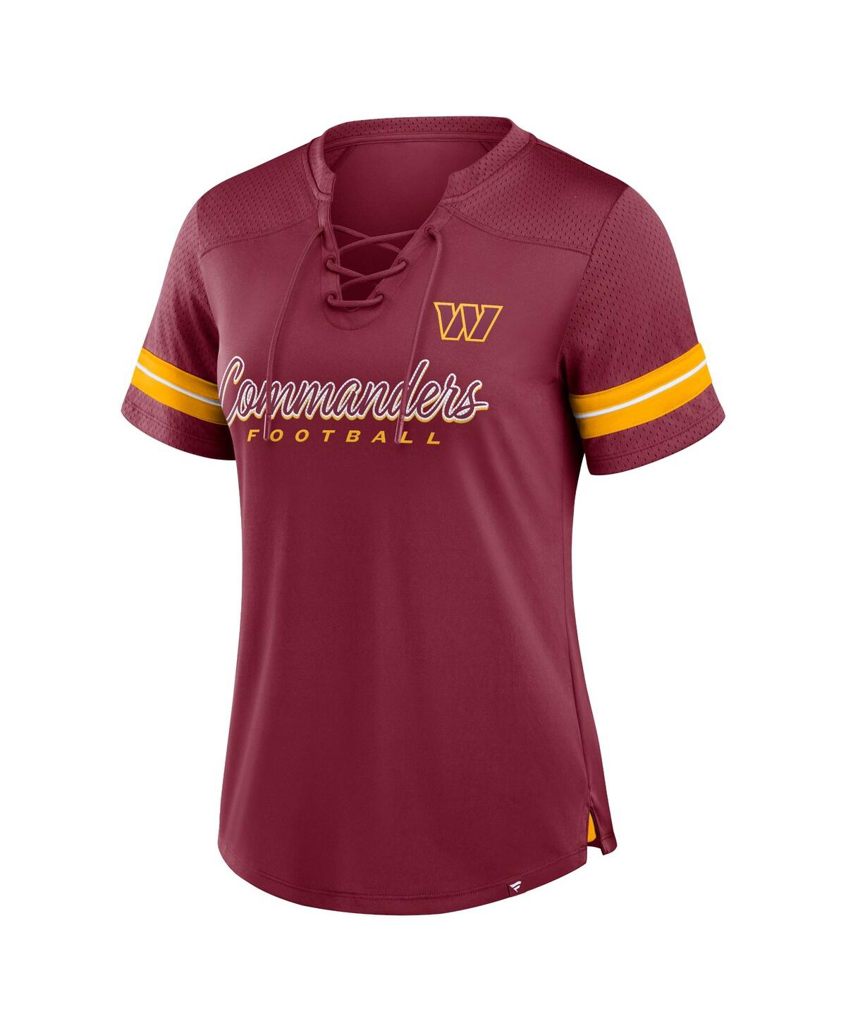 Fanatics Women's Burgundy Washington Commanders Play Script Lace-up T-shirt In Burgundy