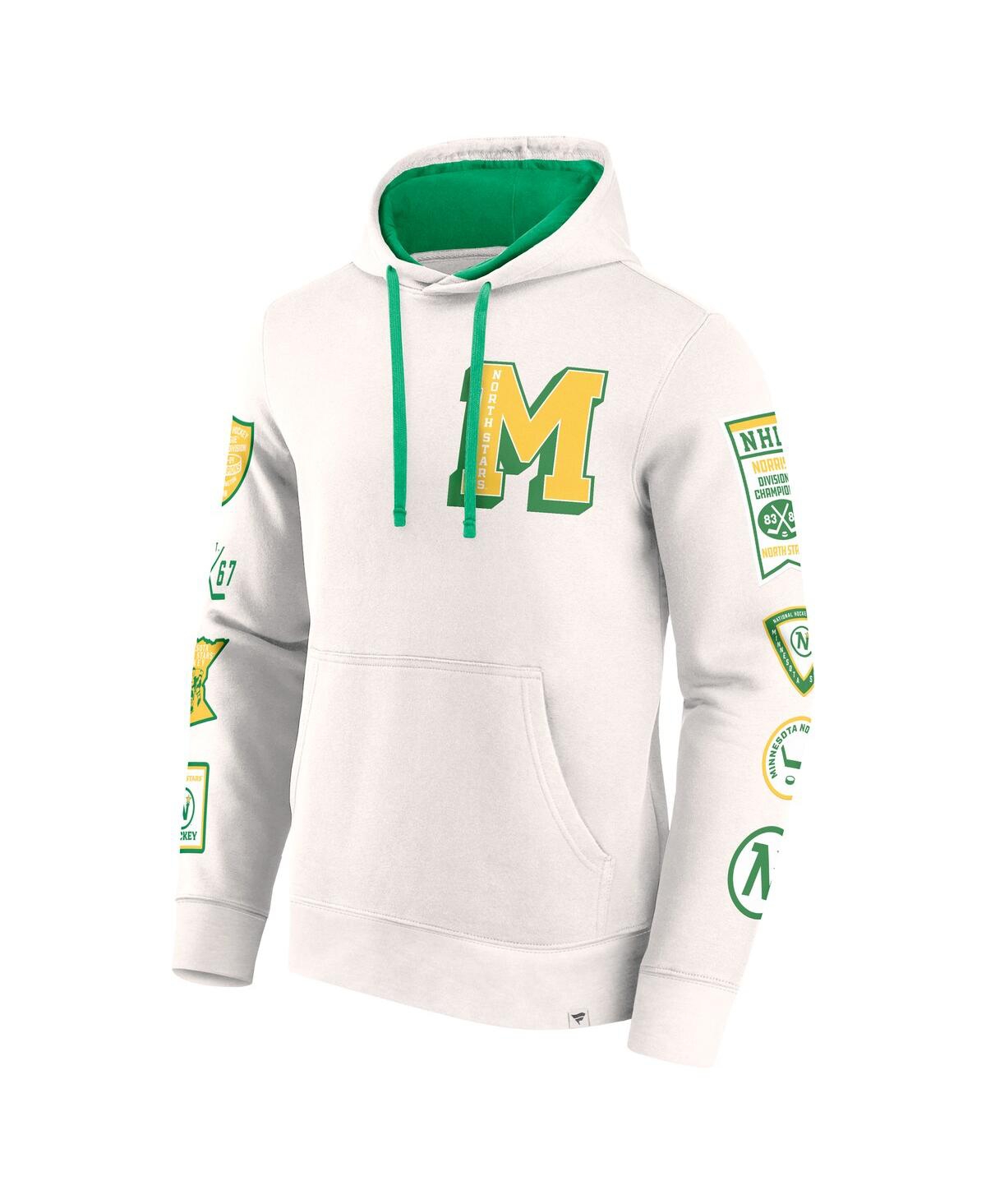 Fanatics Men's White Minnesota North Stars Vintage Letterman Pullover Hoodie In White