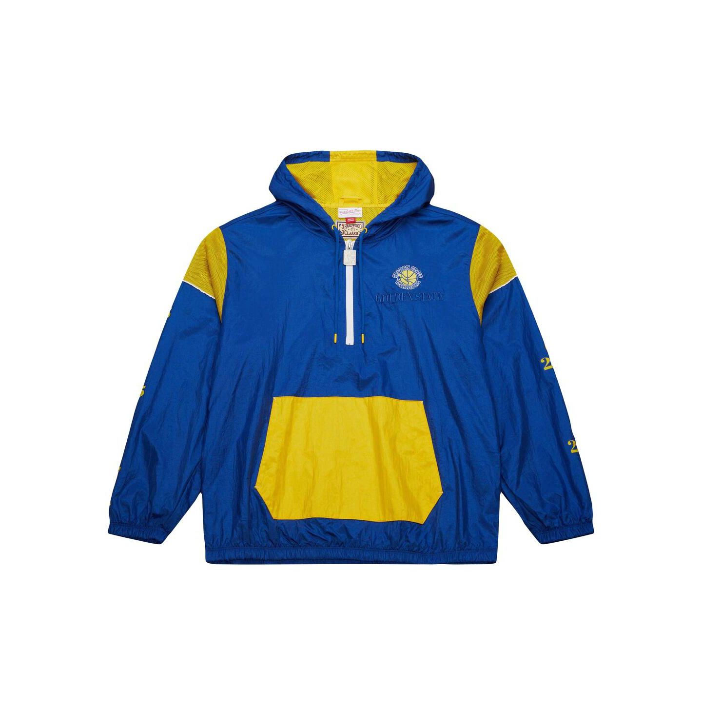 Куртка Mitchell & Ness Royal Golden State Warriors Hardwood Classics Team OG 3.0 Anorak Half-Zip Windbreaker — фото 2