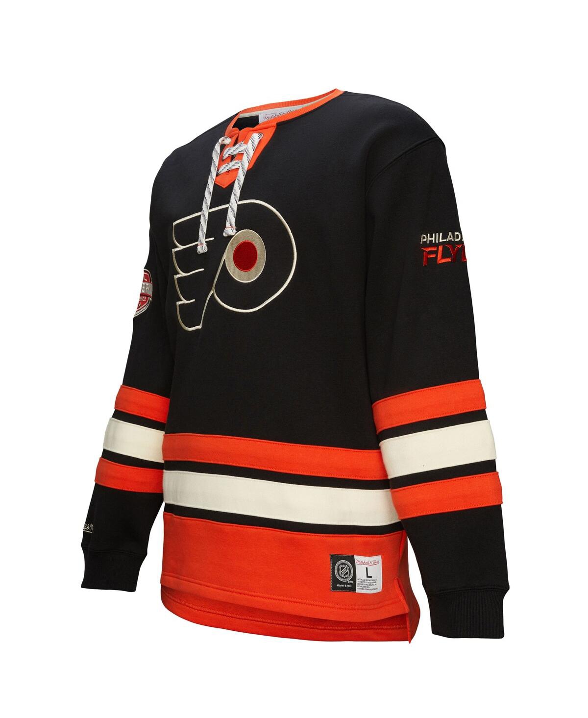 Mitchell & Ness Men's Black Philadelphia Flyers Heritage Lace-up Pullover Sweatshirt In Black