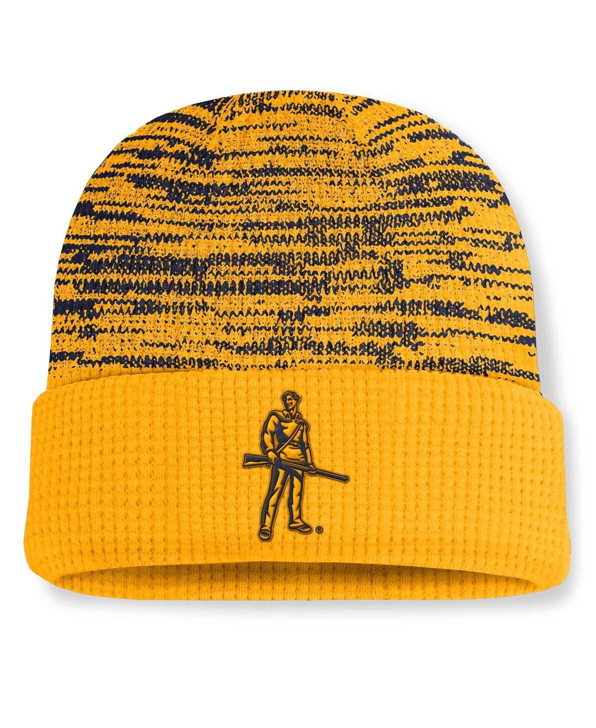 Nike Men's Gold/navy West Virginia Mountaineers Primetime Terra Cuffed Knit Hat In Gold,navy