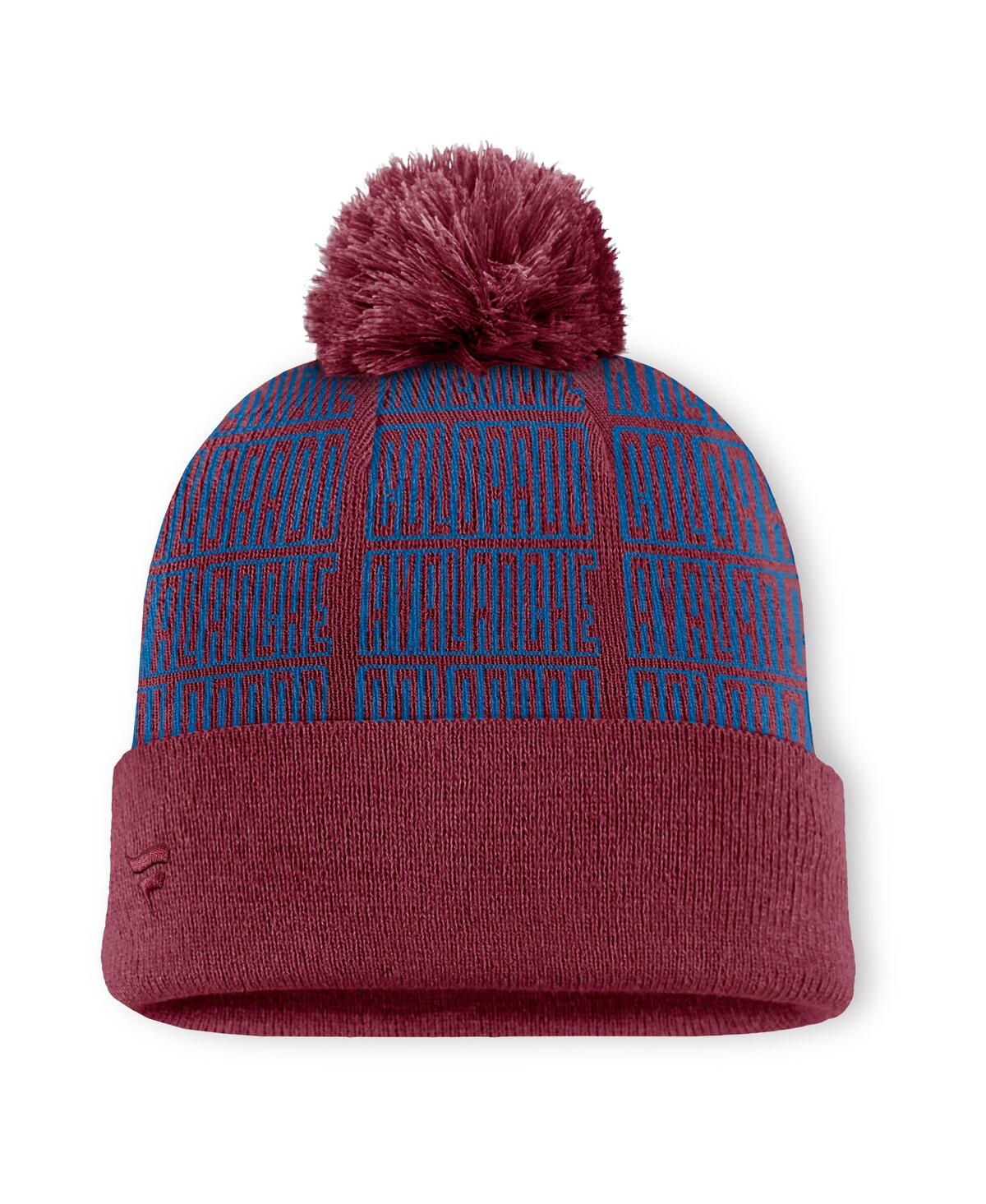 Fanatics Men's Burgundy Colorado Avalanche Fundamental Empty Net Cuffed Knit Hat With Pom In Burgundy