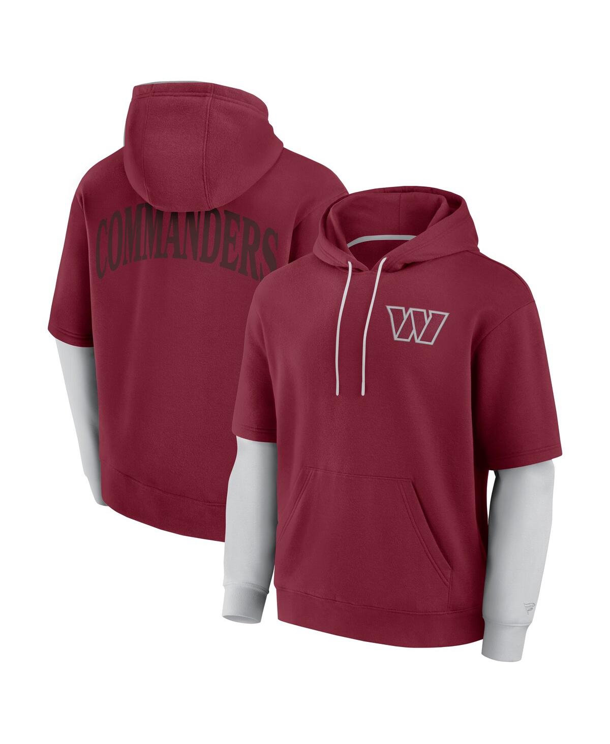 Shop Fanatics Men's And Women's Burgundy Washington Commanders Sleek Elements Pullover Hoodie