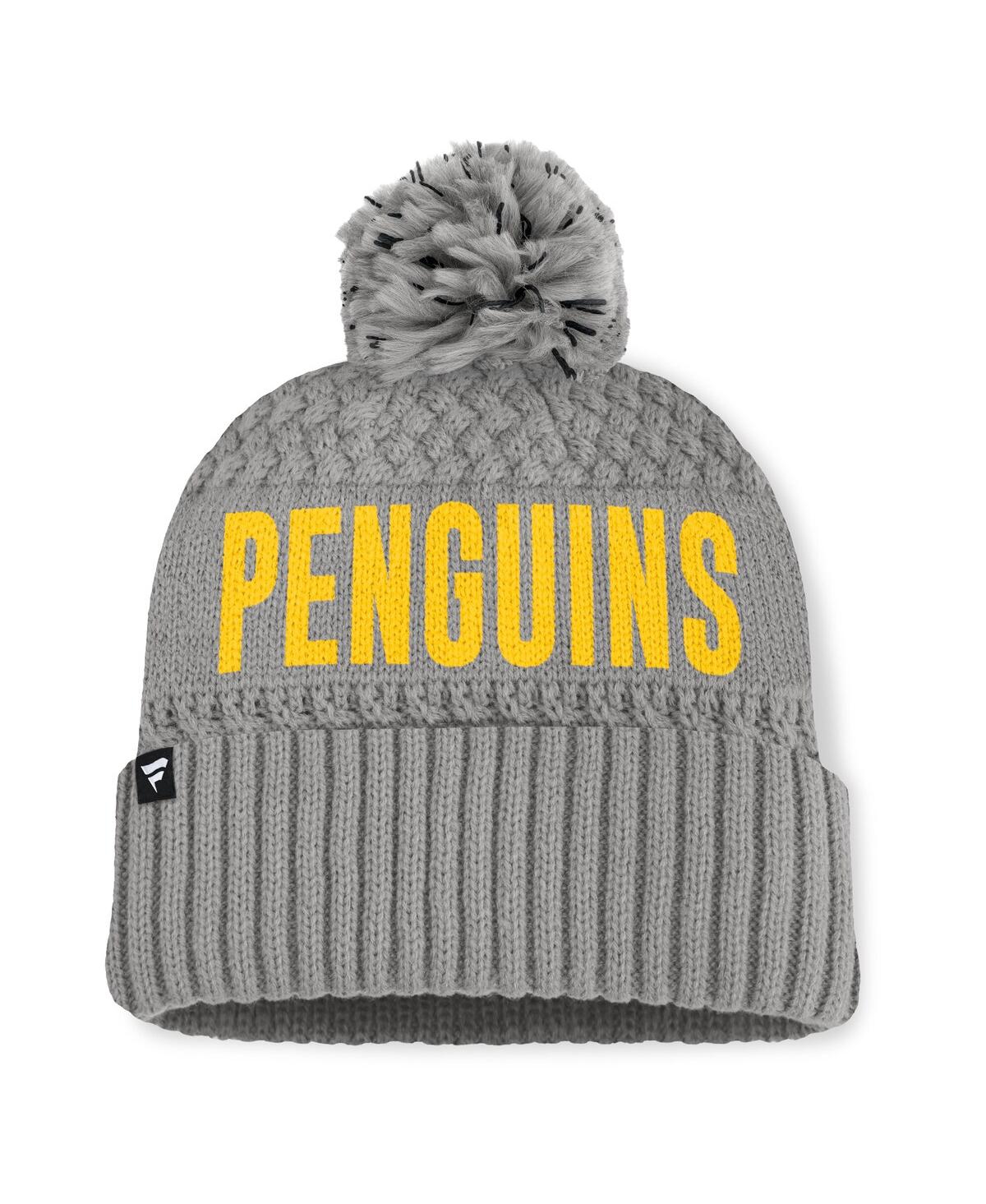 Fanatics Women's Gray Pittsburgh Penguins Heritage Tilly Cuffed Knit Hat With Pom In Gray