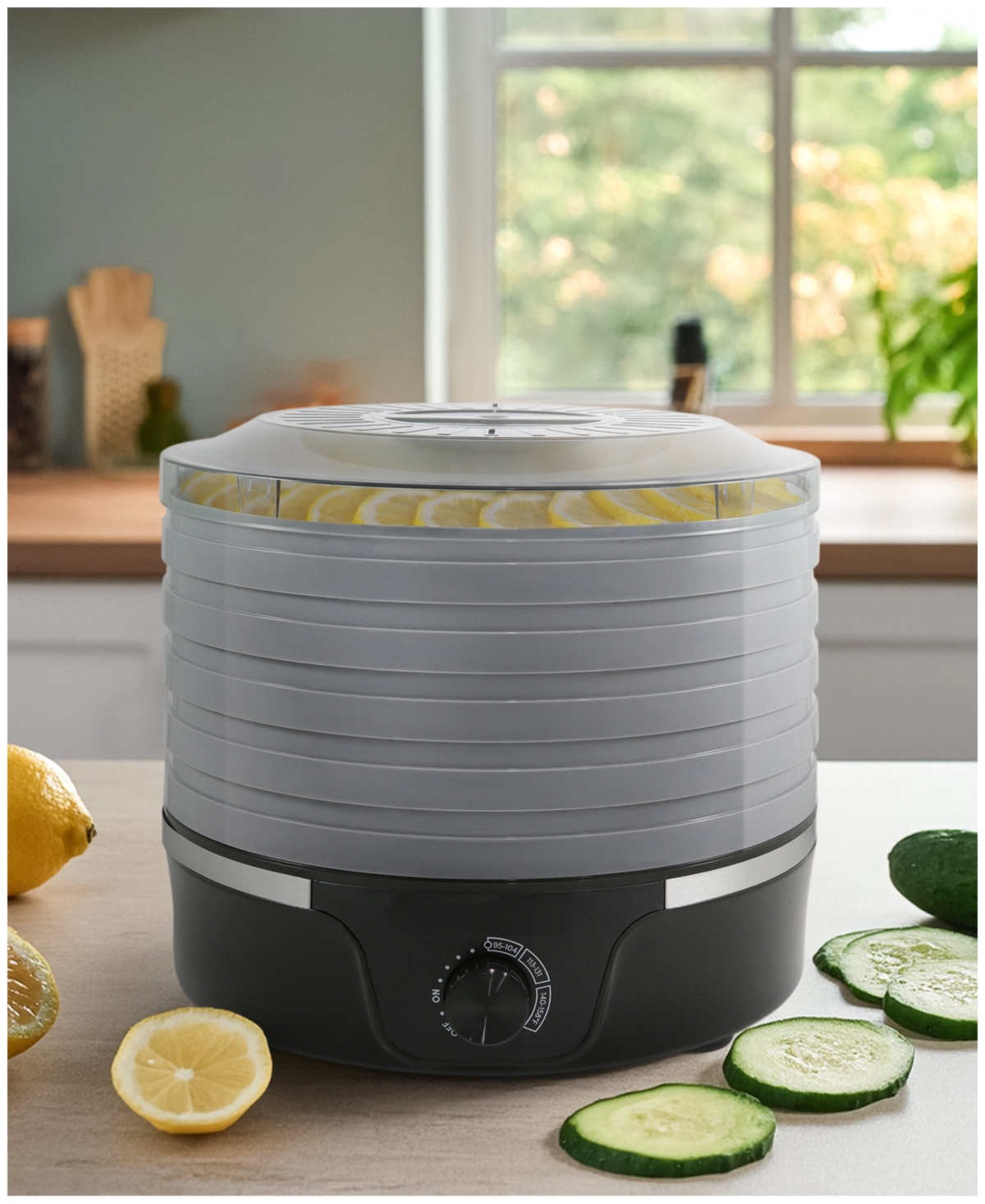 Elite Cuisine Food Dehydrator With Adjustable Temperature In Black,gray