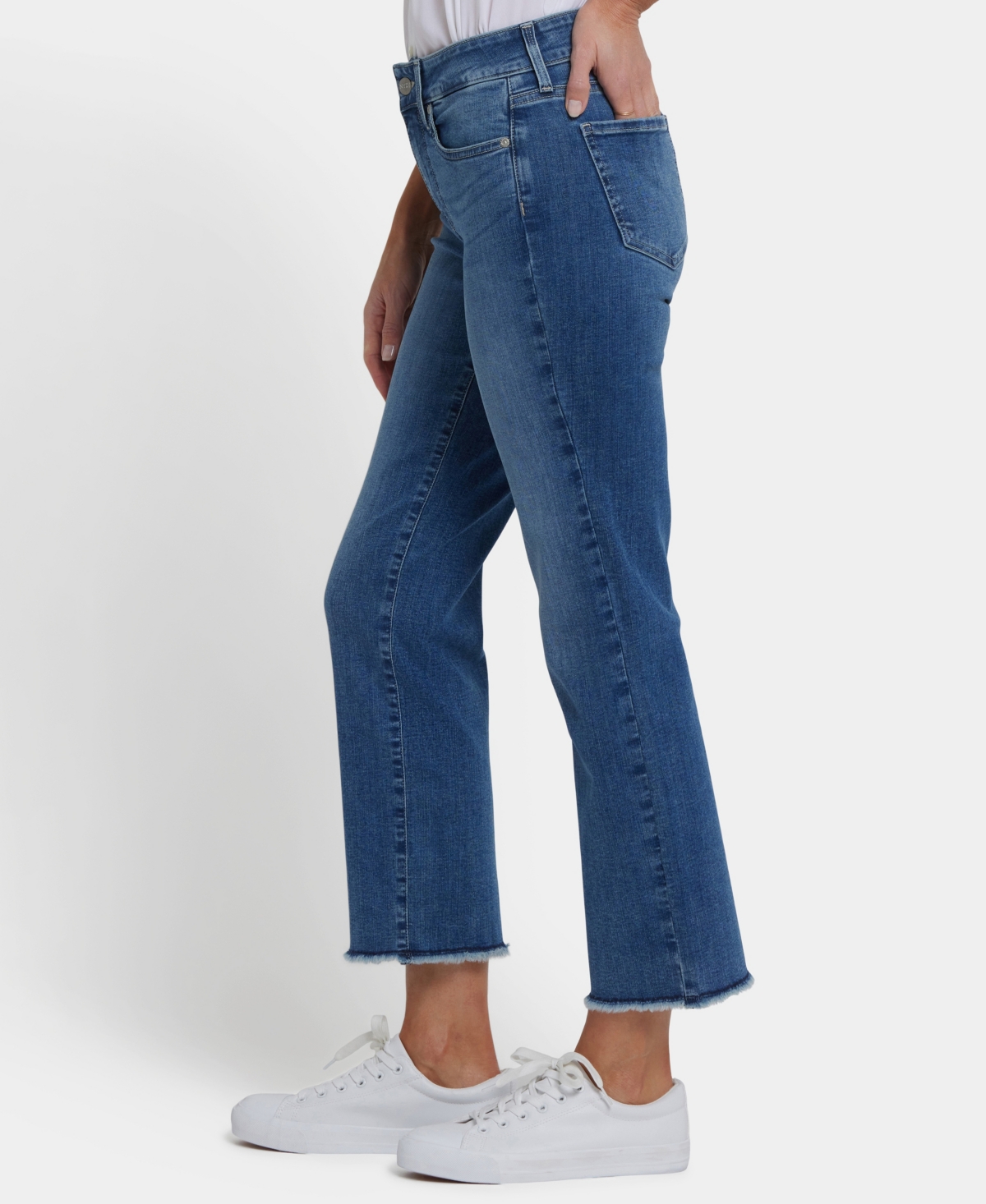 Nydj Women's Marilyn Straight Ankle Frayed Hem Jeans In Blue