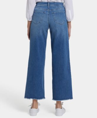Women's Teresa Wide Leg Ankle Frayed Hems Jeans